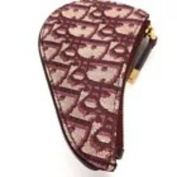 Auth Dior Oblique saddle Wallet Coin Compartment coin purse Canvas/Leather wine- - Picture 8 of 12